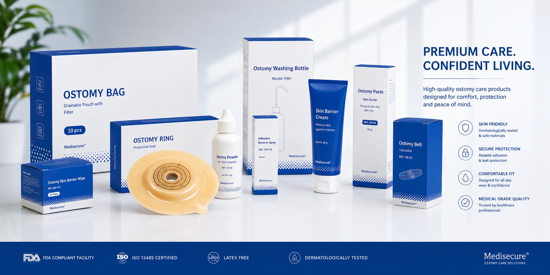Ostomy products - bags, powder, belts, skin barriers